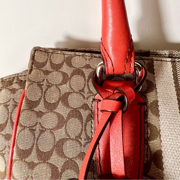 Coach Signature Legacy Stripe Canvas/ Leather Carry All Tote - Picture 5 of 10